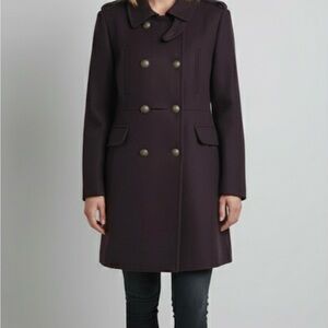 LOFT Double-Breasted Dark Purple Pea Coat